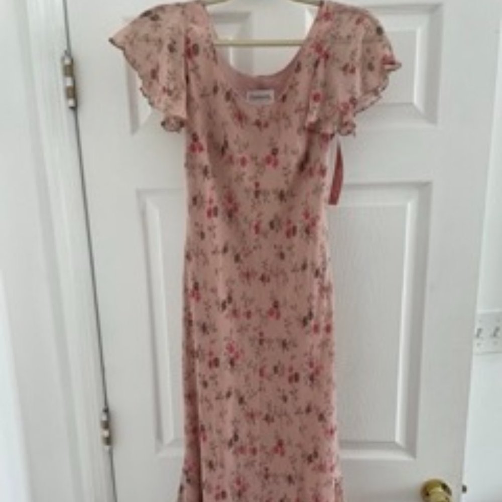 Vintage Floral Silk Midi Dress
